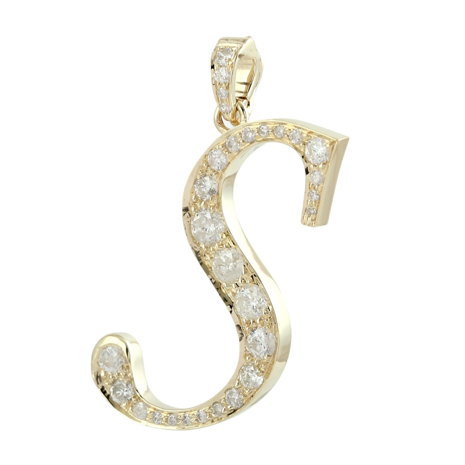 Art Déco Ciondolo artigianale con diamante con lettera 