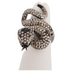 Artisan Diamond Snake Ring 18K White Gold Size 5.5