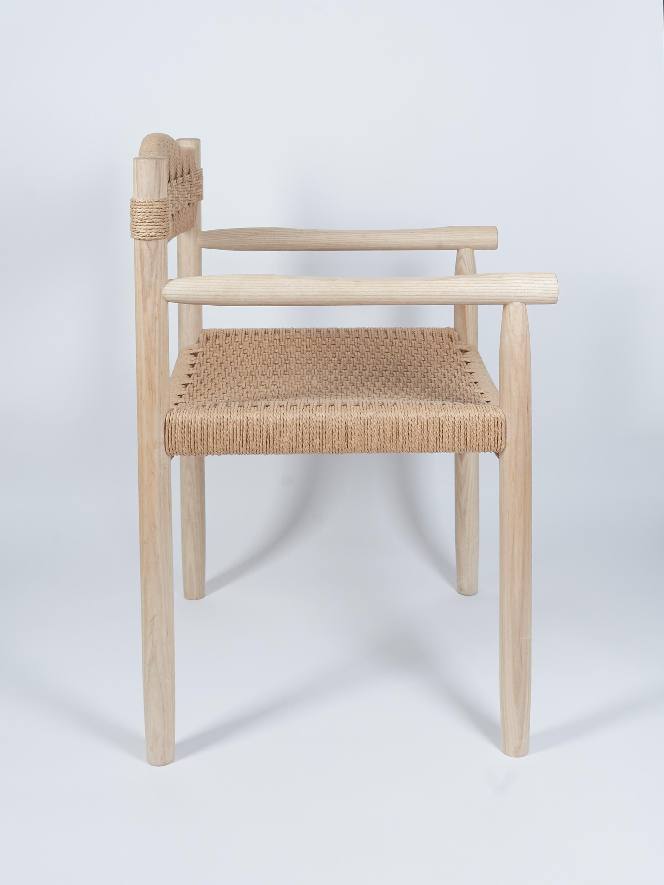 Scandinavian Modern Artisan Dining room chair in ash - Woven Danish cord seat and back. For Sale