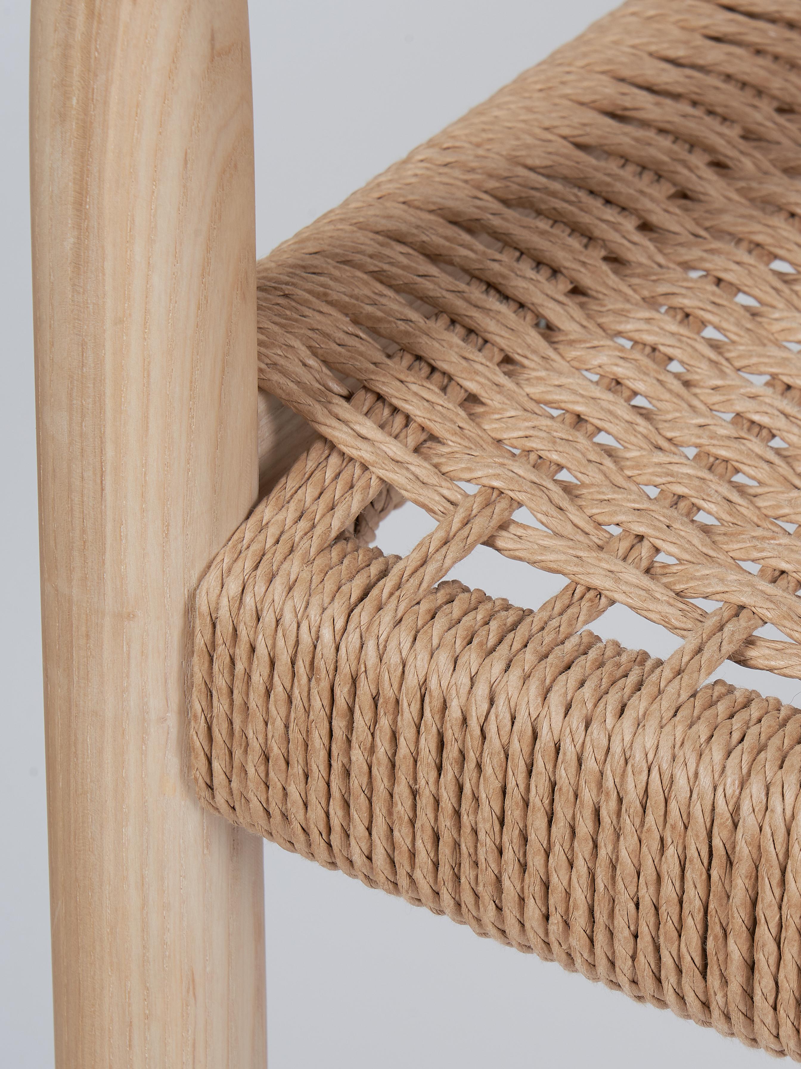 Papercord Artisan Dining room chair in ash - Woven Danish cord seat and back. For Sale