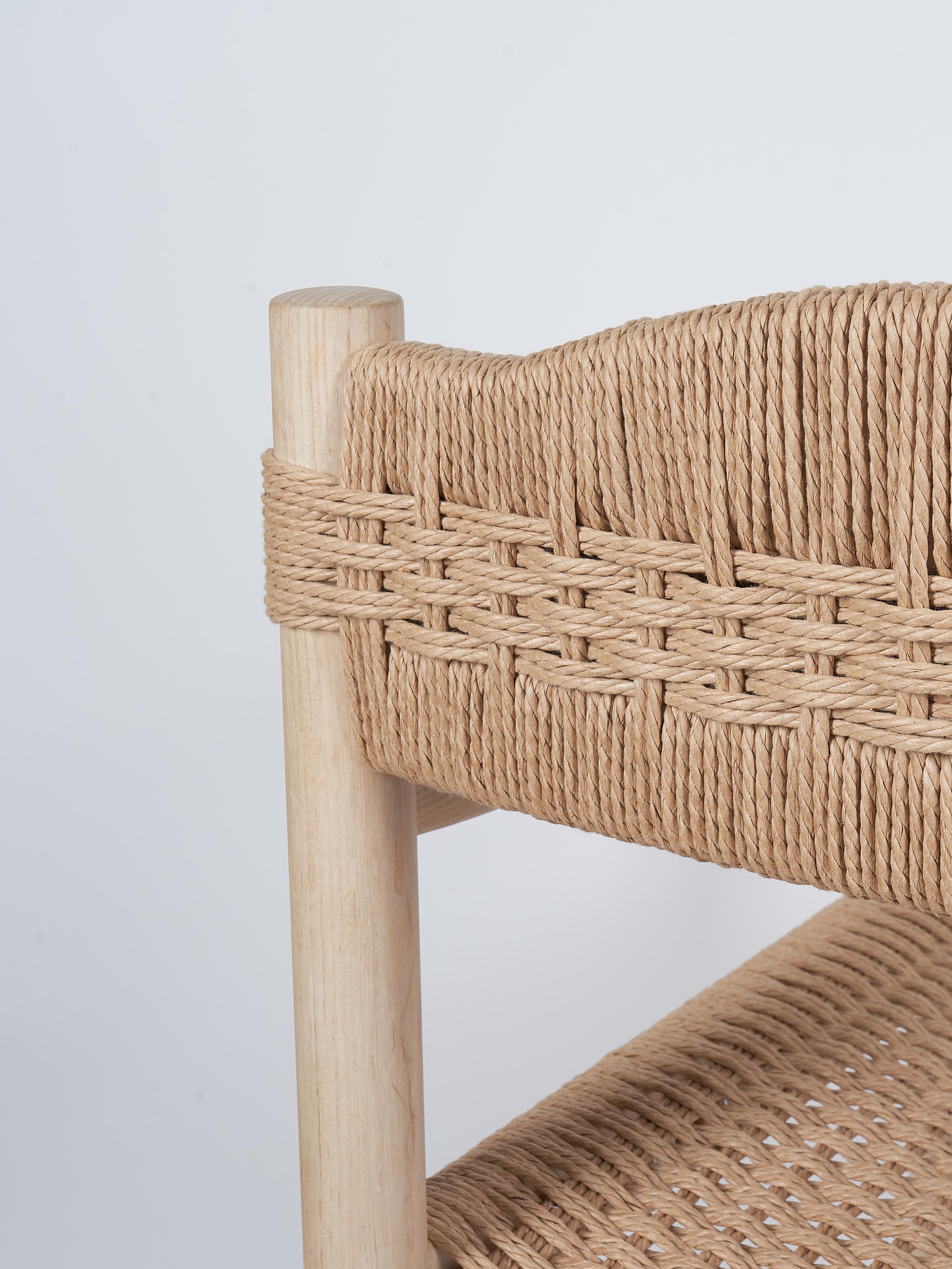 Artisan Dining room chair in ash - Woven Danish cord seat and back. For Sale 1