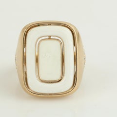 Artisan Enamel & Tsavorite Diamond Geometric Ring 18K Yellow Gold