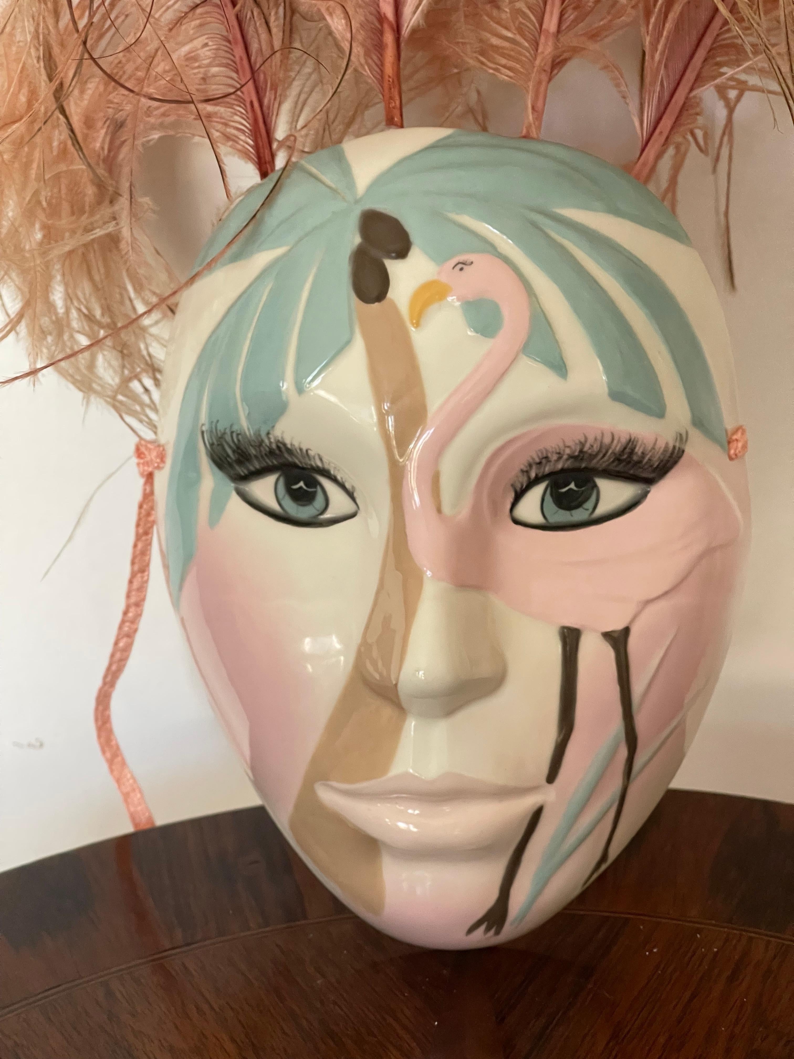 Madk de Pared Artesano de Florida con Plumas de Flamingo y Avestruz Regencia de Hollywood en venta