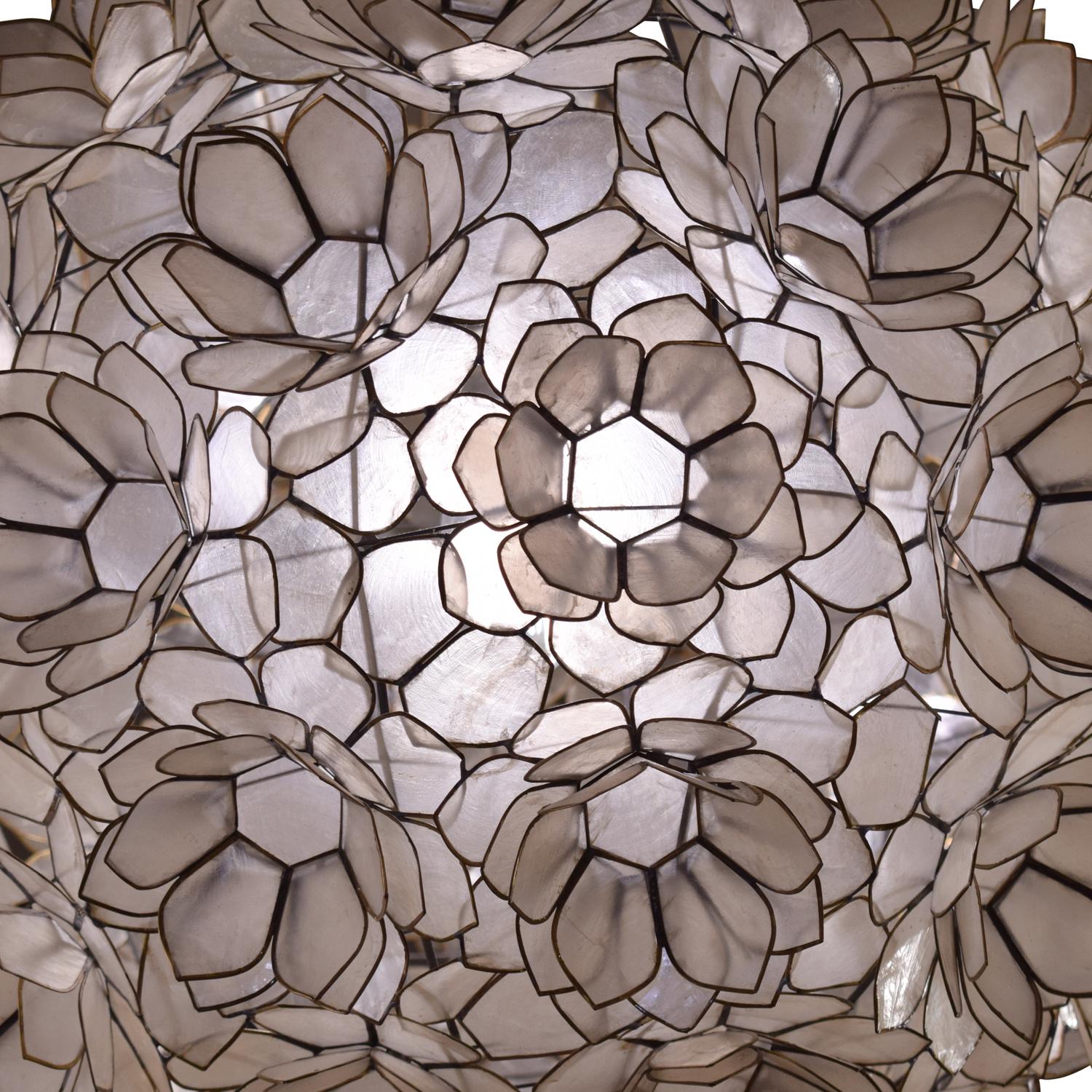 Artisan Flower Chandelier with Translucent Sea Shells, 1970s In Excellent Condition In New York, NY