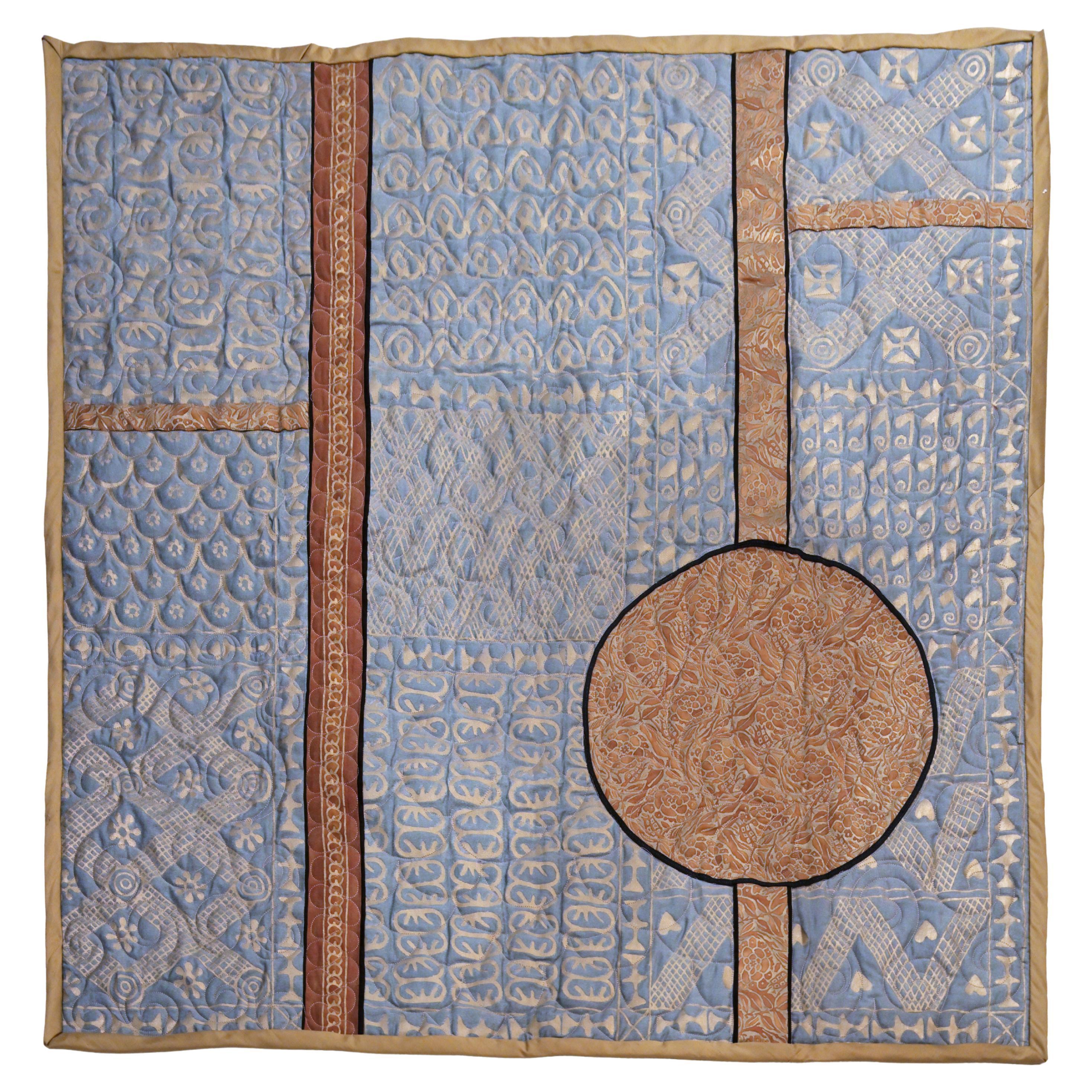 Artisan Fortuny Fabric "Ashanti" Geometric Throw by David Duncan Studio For Sale