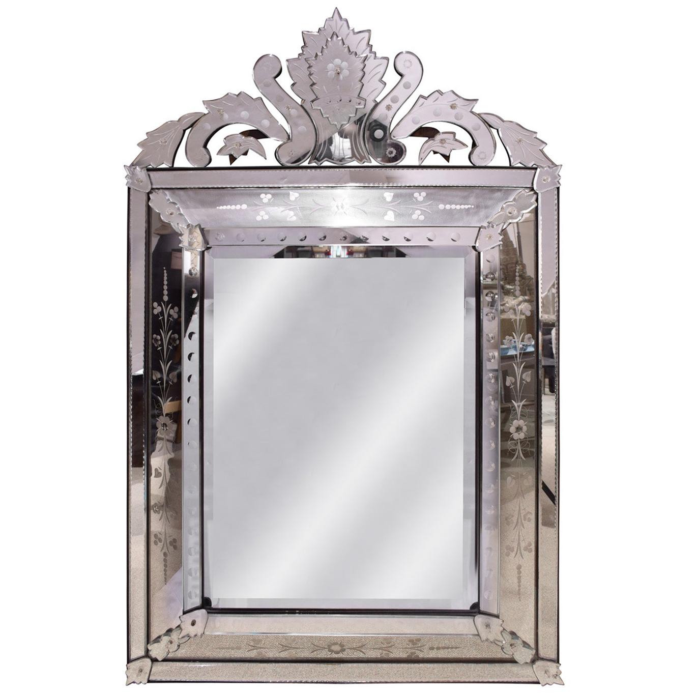 1950s American Large Rectangular Etched Mirror at 1stDibs etched