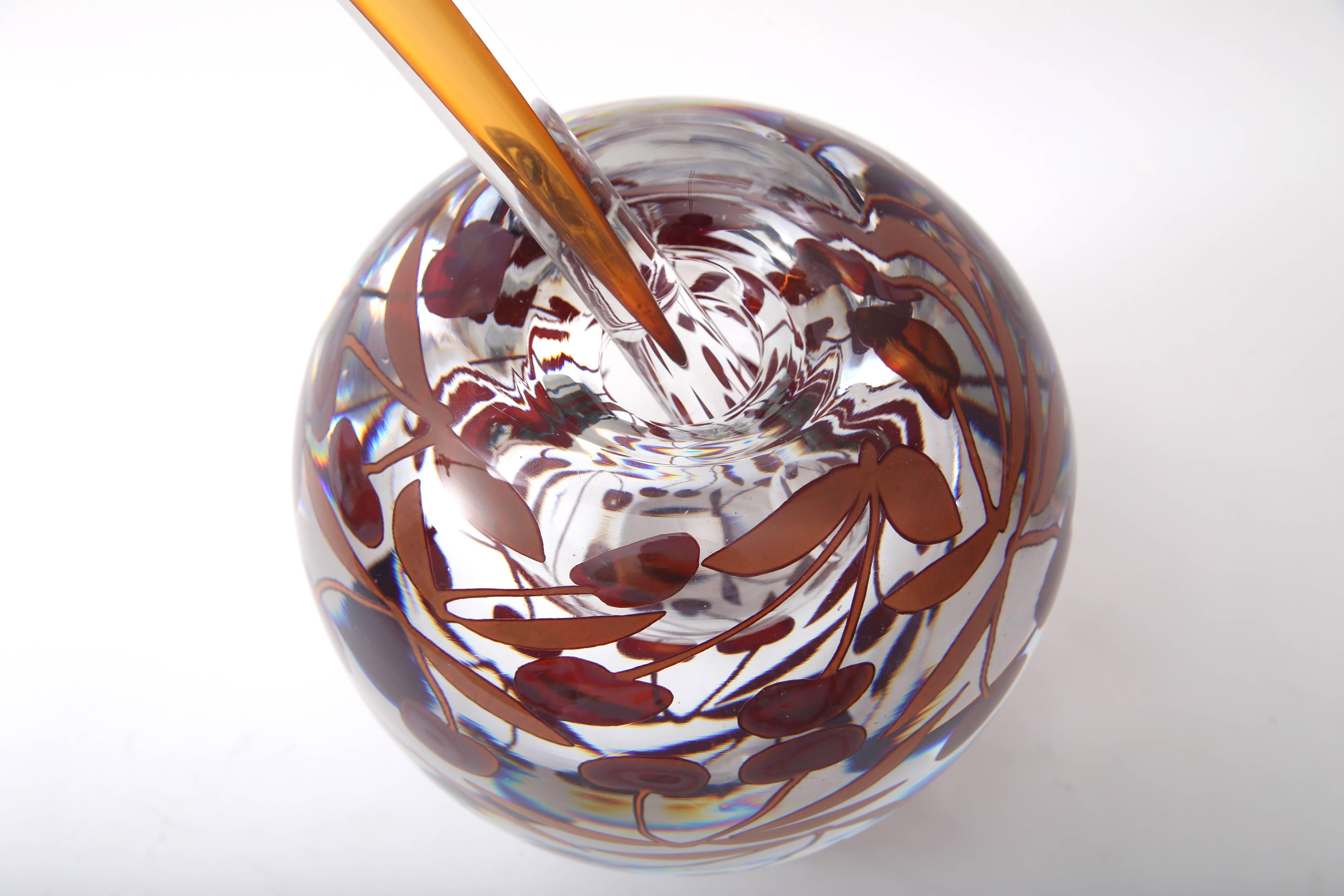 Modern Artisan Glass Sculpture of a Cherry