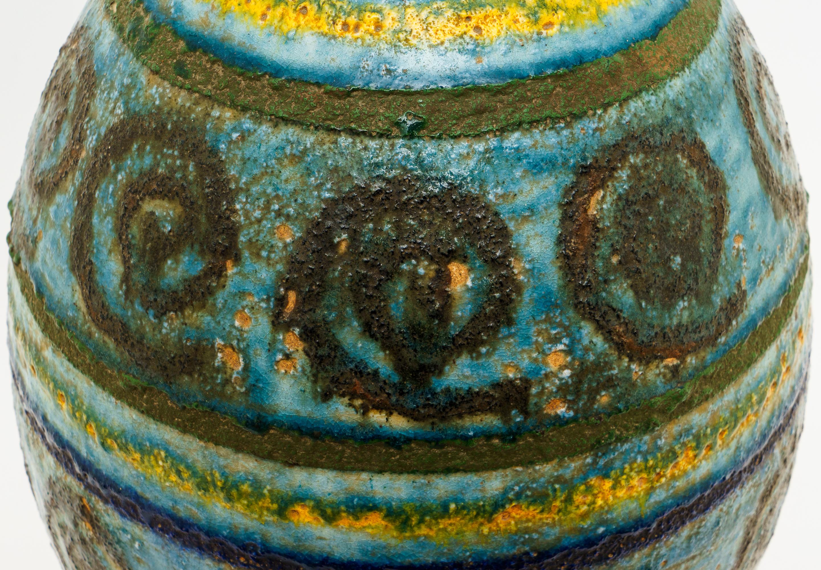 Terrakotta-Tischlampe aus der Mitte des Jahrhunderts, glasiert (Keramik) im Angebot
