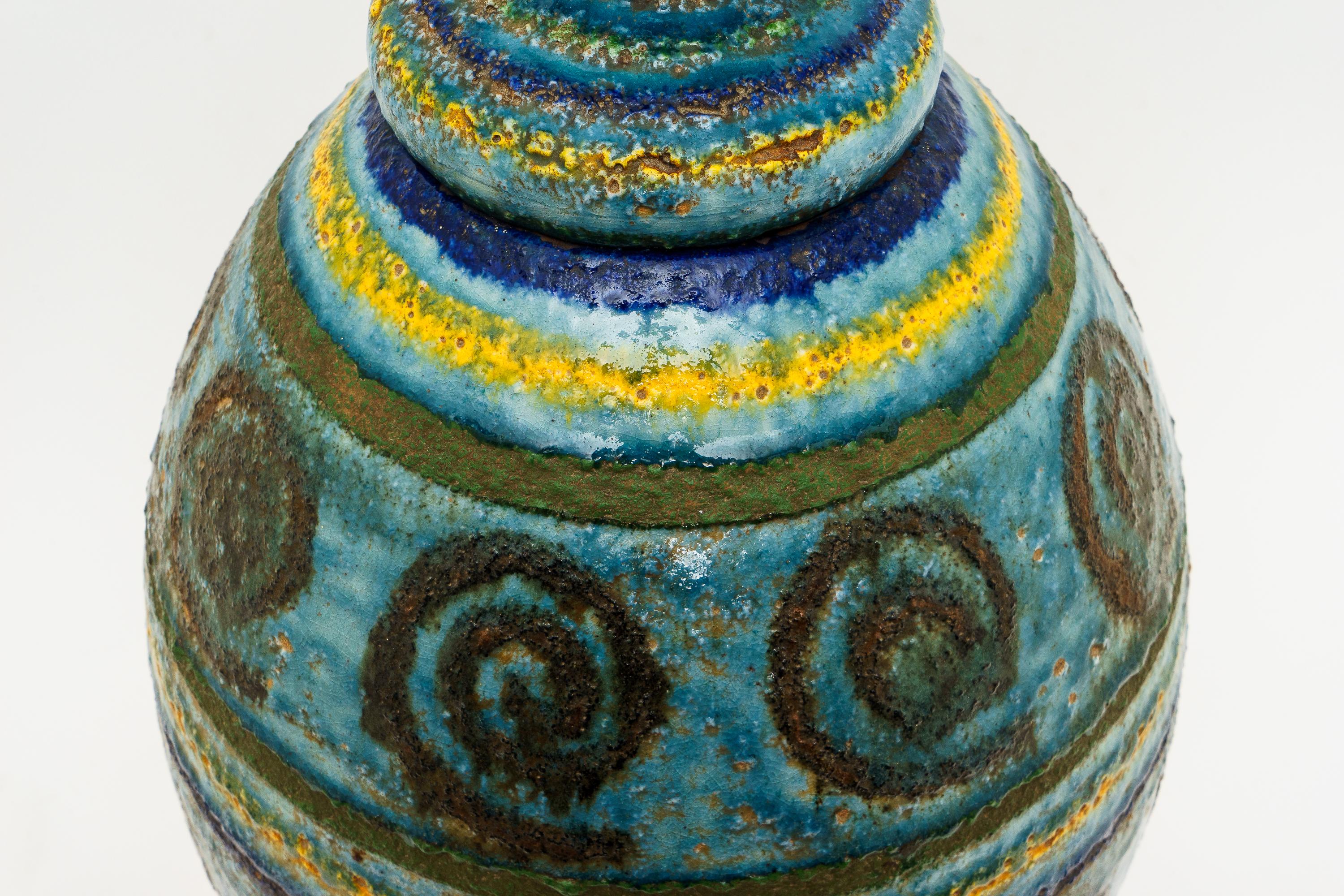 Terrakotta-Tischlampe aus der Mitte des Jahrhunderts, glasiert im Angebot 1