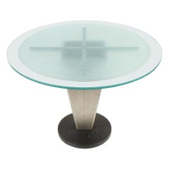 Artisan Granite Aluminum and Etched Glass Dining Table