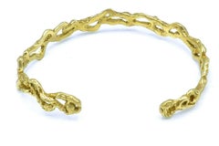 Artisan Hammered Yellow Gold Cuff Bracelet