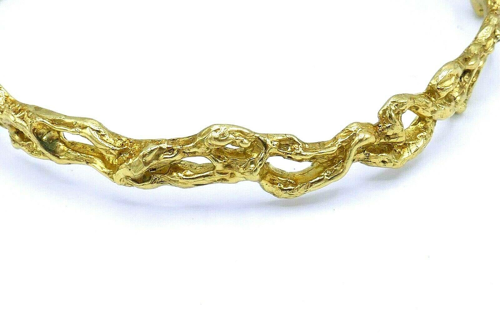 Artisan Hammered Yellow Gold Cuff Bracelet In Excellent Condition For Sale In Beverly Hills, CA