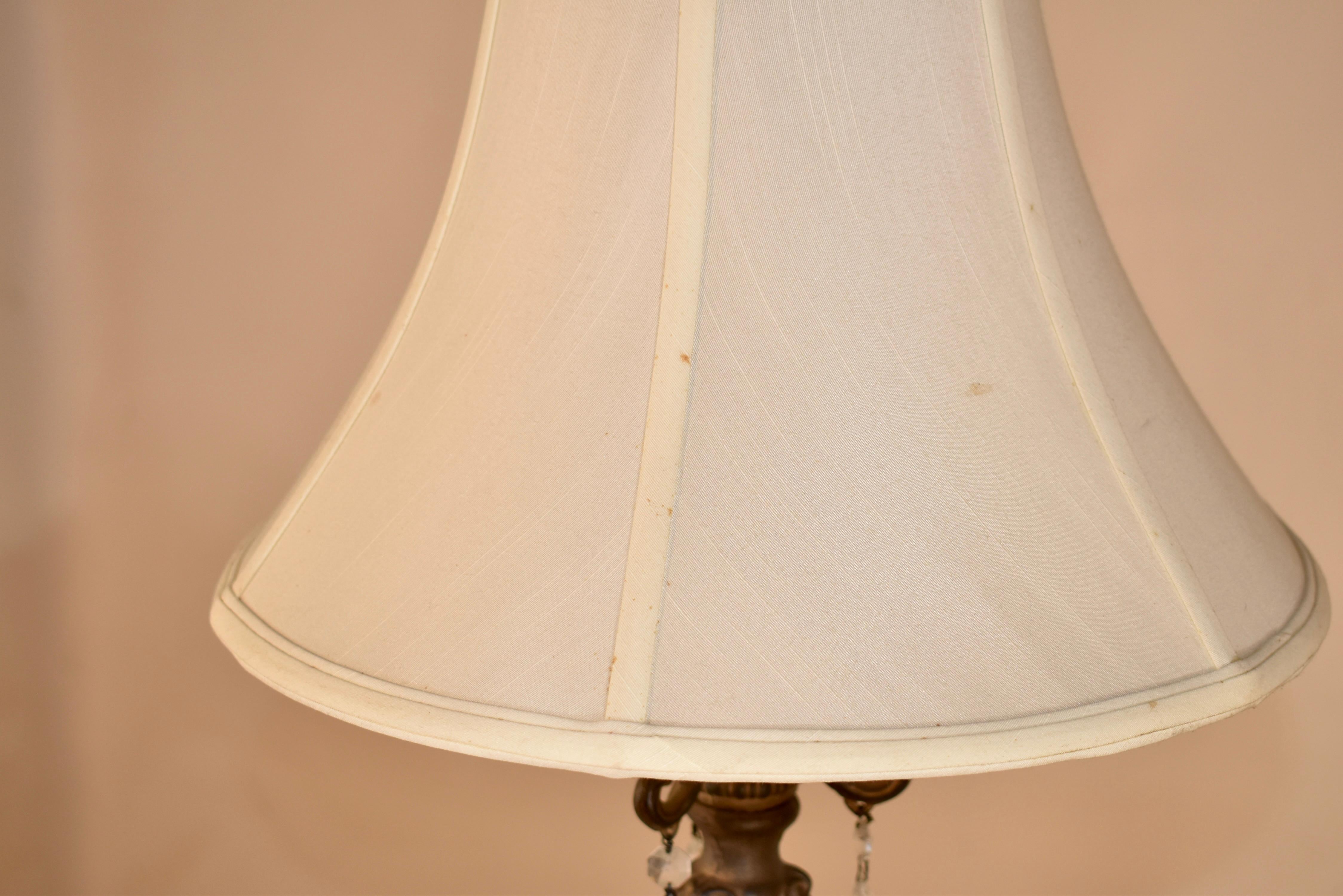 Artisan Hand Cast Table Lamp with Crystal Accents For Sale 1