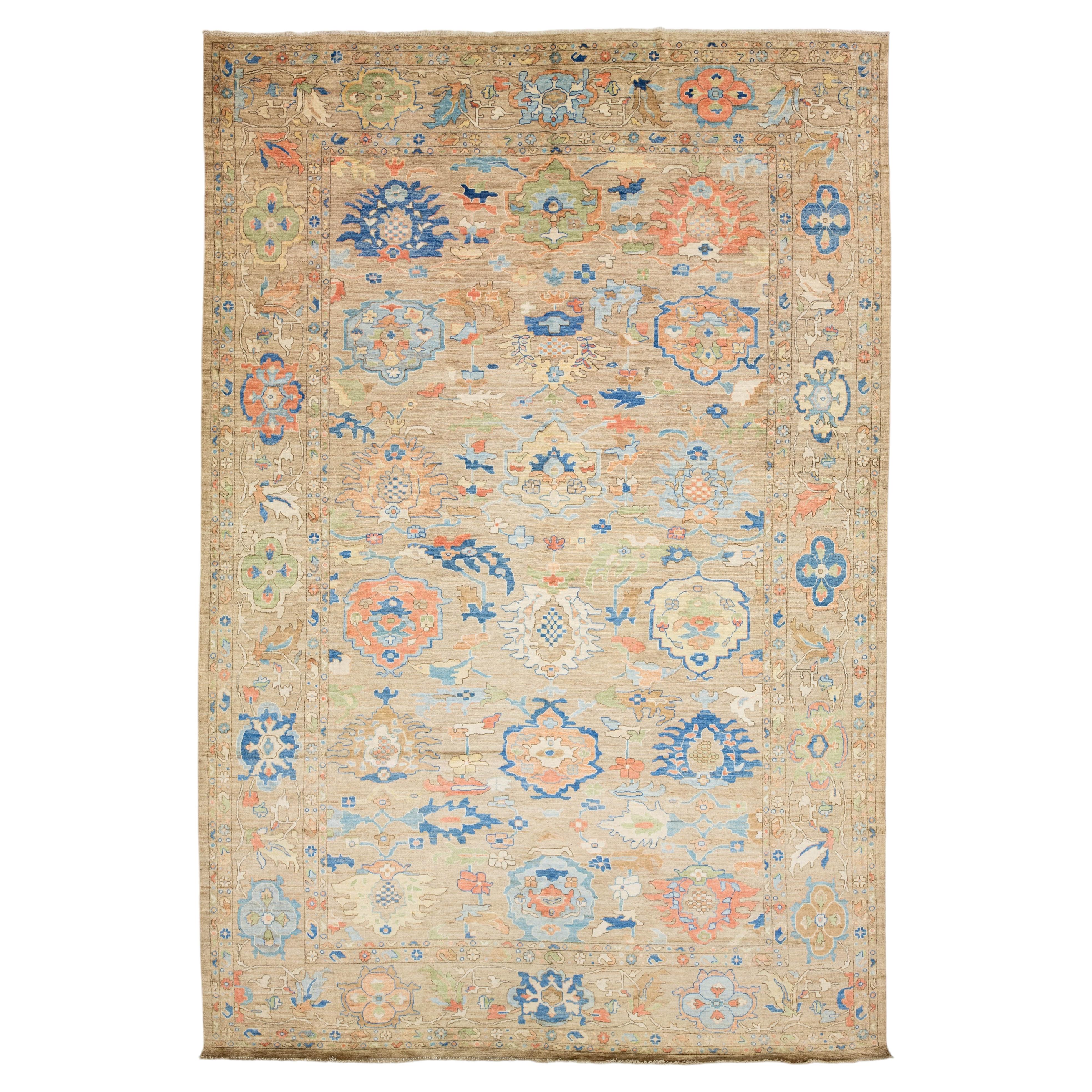 Artisan Hand-Knotted Turkish Style Oushak Rug - Neutral Sand & Earth Tone 12x18