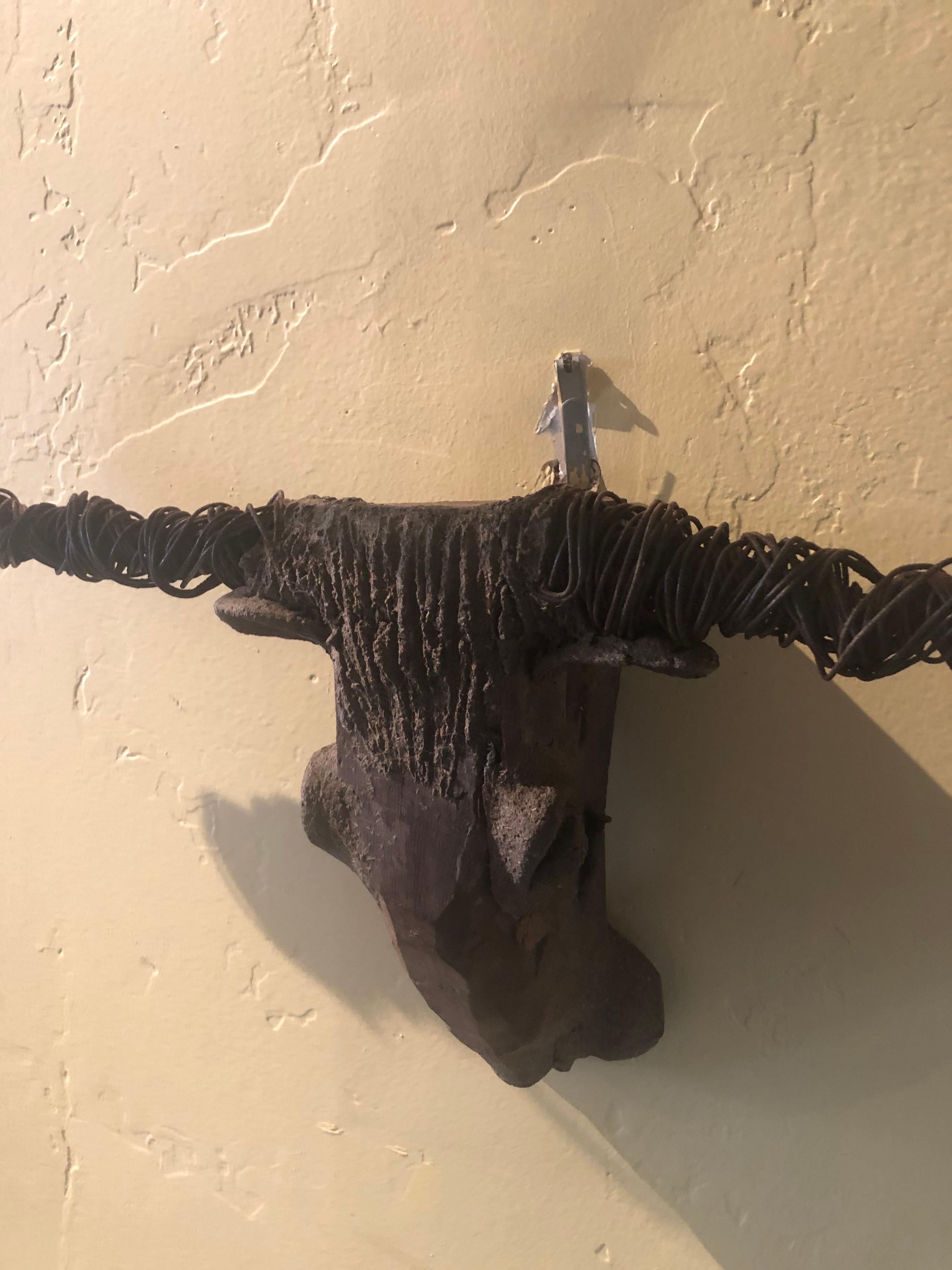 Pottery Artisan Handmade Bull Skull with Horns Sculpture