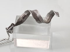 Artisan Hand-Textured Silver Spiral Leaf Pendant Choker Necklace