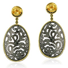 Artisan Handcrafted 5.02 CTW Diamond Dangle Earrings In Blackened 18KT Gold