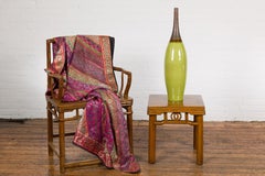 Artisan Handmade Lime Green Glazed Ceramic Vase with Brown Neck