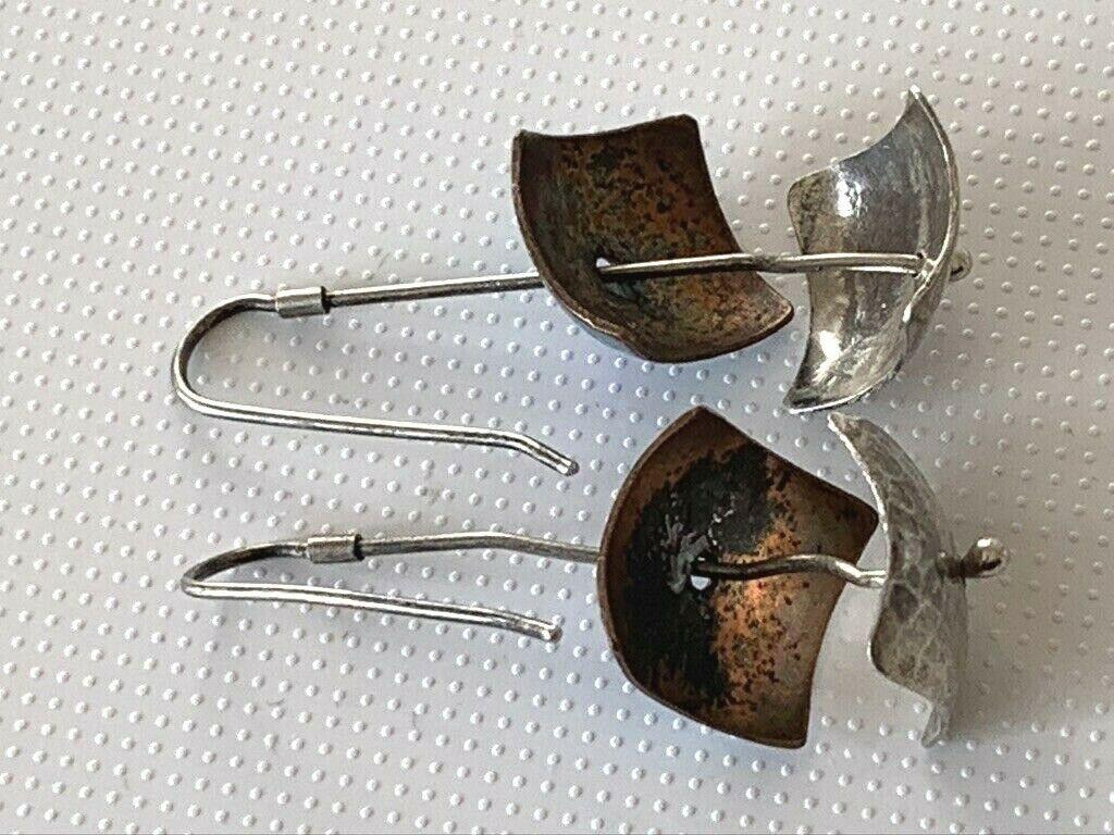 Artisan Handmade Sterling Silver & Enamelled Copper Earrings For Sale 1
