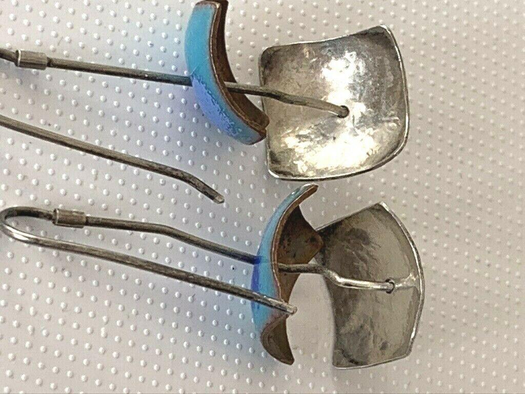 Artisan Handmade Sterling Silver & Enamelled Copper Earrings 2