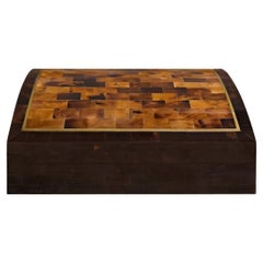 Artisan Hinged Box in Tessellated Horn with Brass Accents 1970s