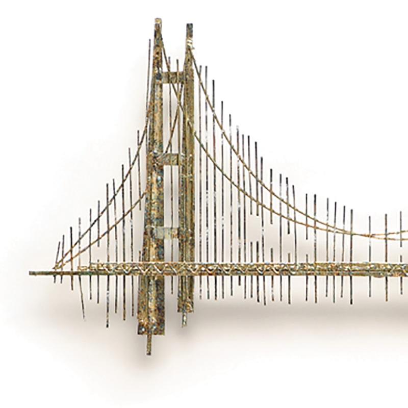 American Artisan House Jere Abstract Gold Leaf Golden Gate Bridge Wall Sculptural