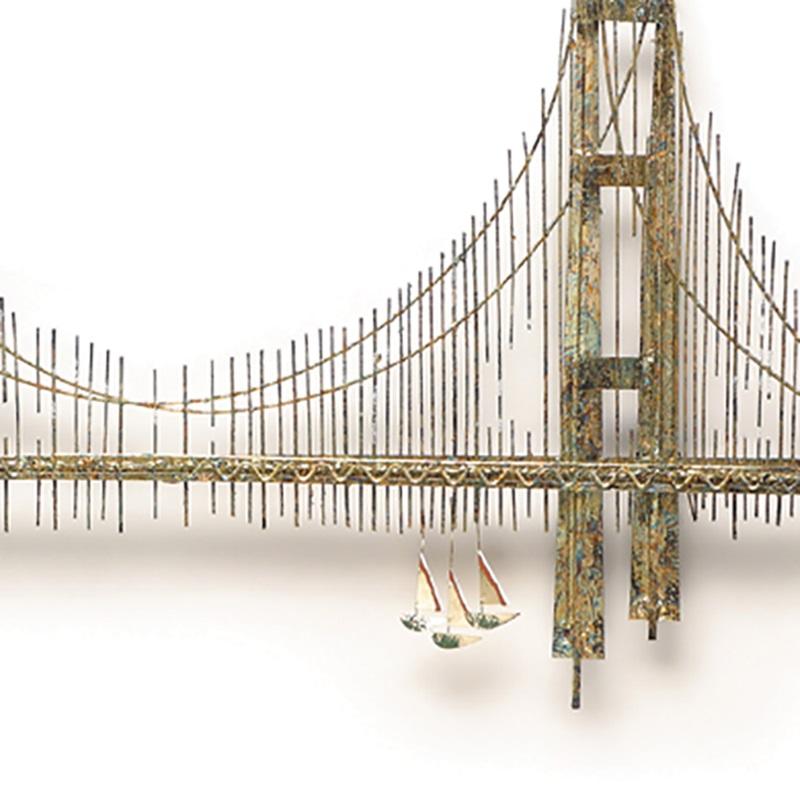 Welded Artisan House Jere Abstract Gold Leaf Golden Gate Bridge Wall Sculptural