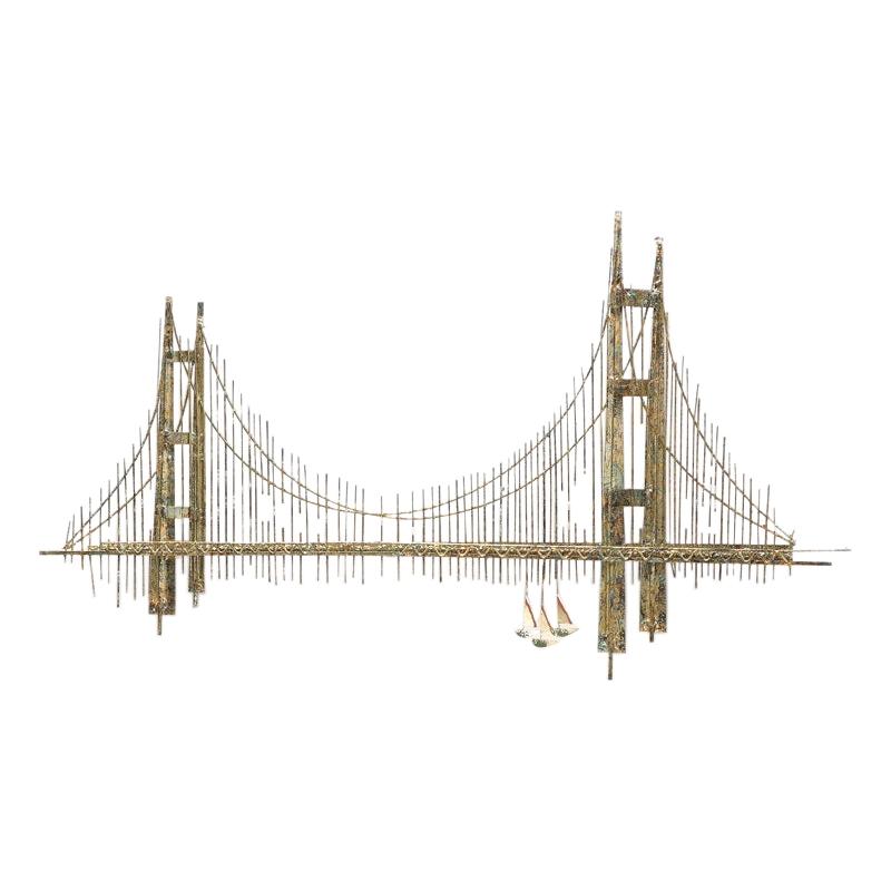 Artisan House Jere Abstract Gold Leaf Golden Gate Bridge Wall Sculptural