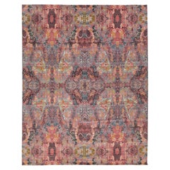 Alfombra de Lana de Transición Inspirada en la Artesanía - Tonos Minerales Terrosos y Motivo Abstracto