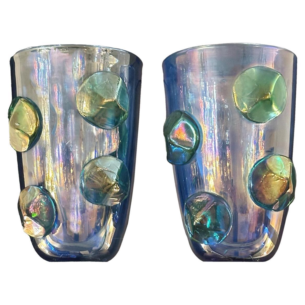 Vaso Dot Dot Dot in vetro di Murano Iridescente Blu & Greene In condizioni Nuovo in vendita a New York, NY