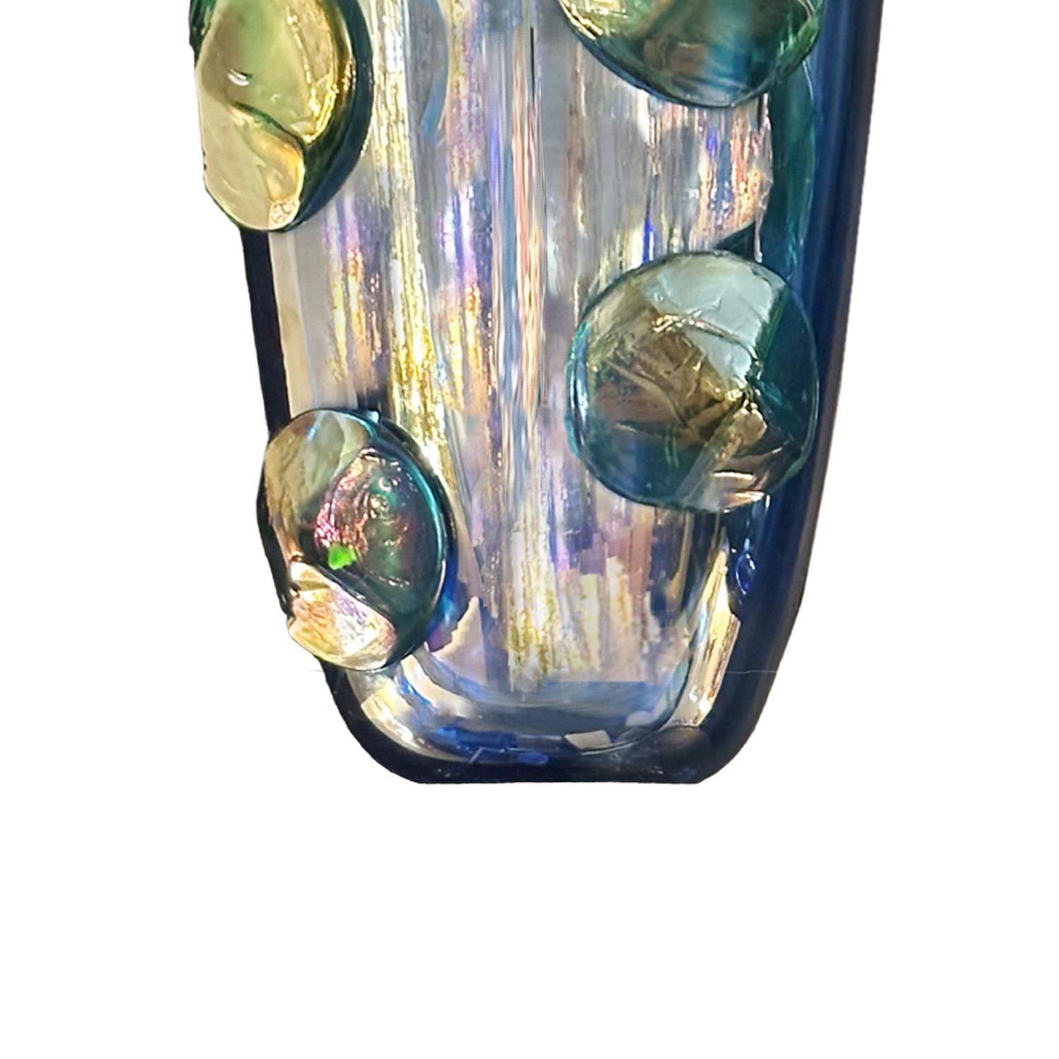 Vaso Dot Dot Dot in vetro di Murano Iridescente Blu & Greene In condizioni Nuovo in vendita a New York, NY