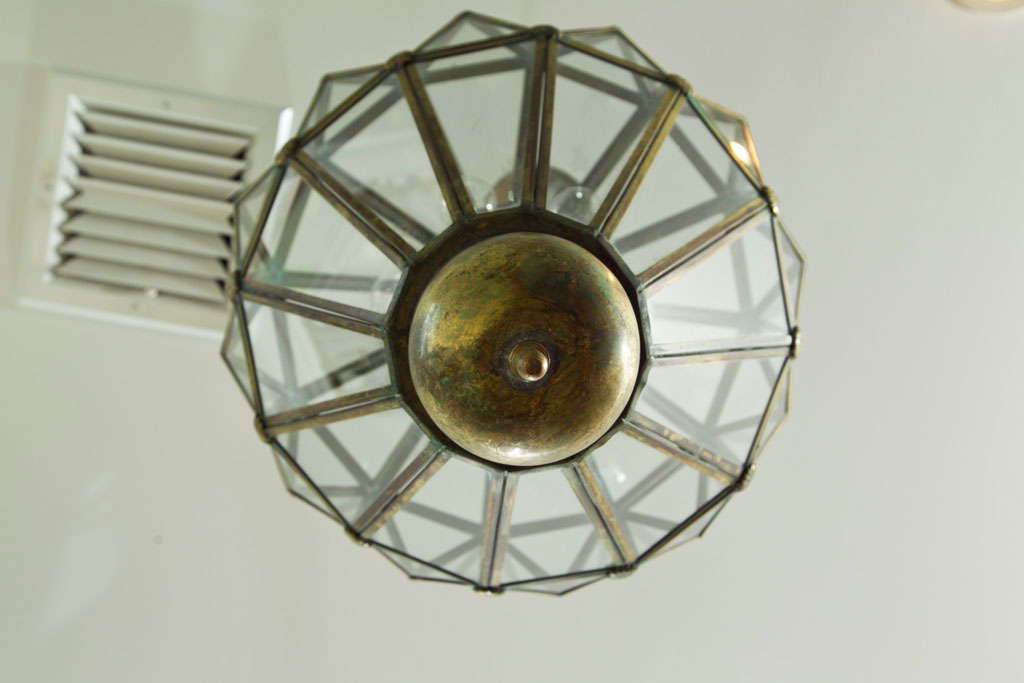 Artisan Italian Brass Diamond-Cut Lantern, Contemporary For Sale 3