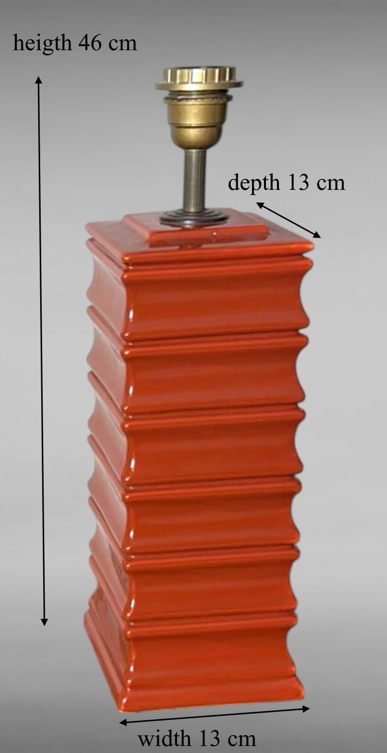 Paire de lampes italiennes artisanales en céramique émaillée rouge (abat-jour non inclus) en vente 13