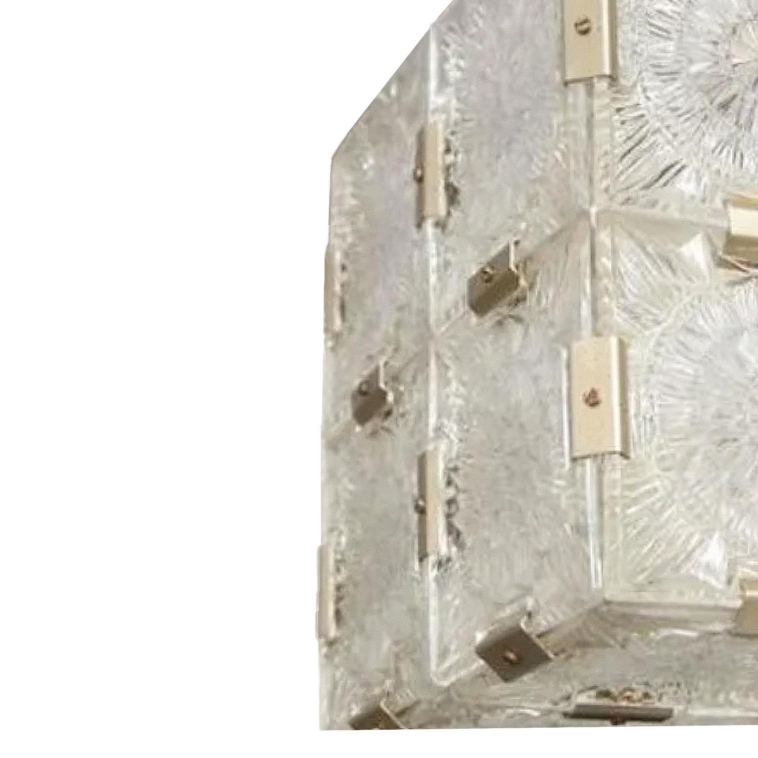 Mid-Century Modern Artisan Kamenicky Senov Bohemian Glass Cube Pendant, 1960s For Sale