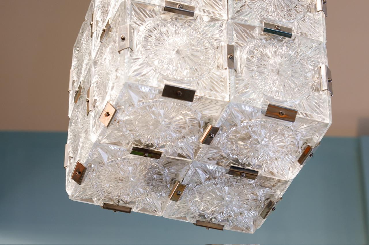Czech Artisan Kamenicky Senov Bohemian Glass Cube Pendant For Sale