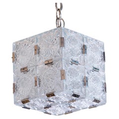 Retro Artisan Kamenicky Senov Bohemian Glass Cube Pendant