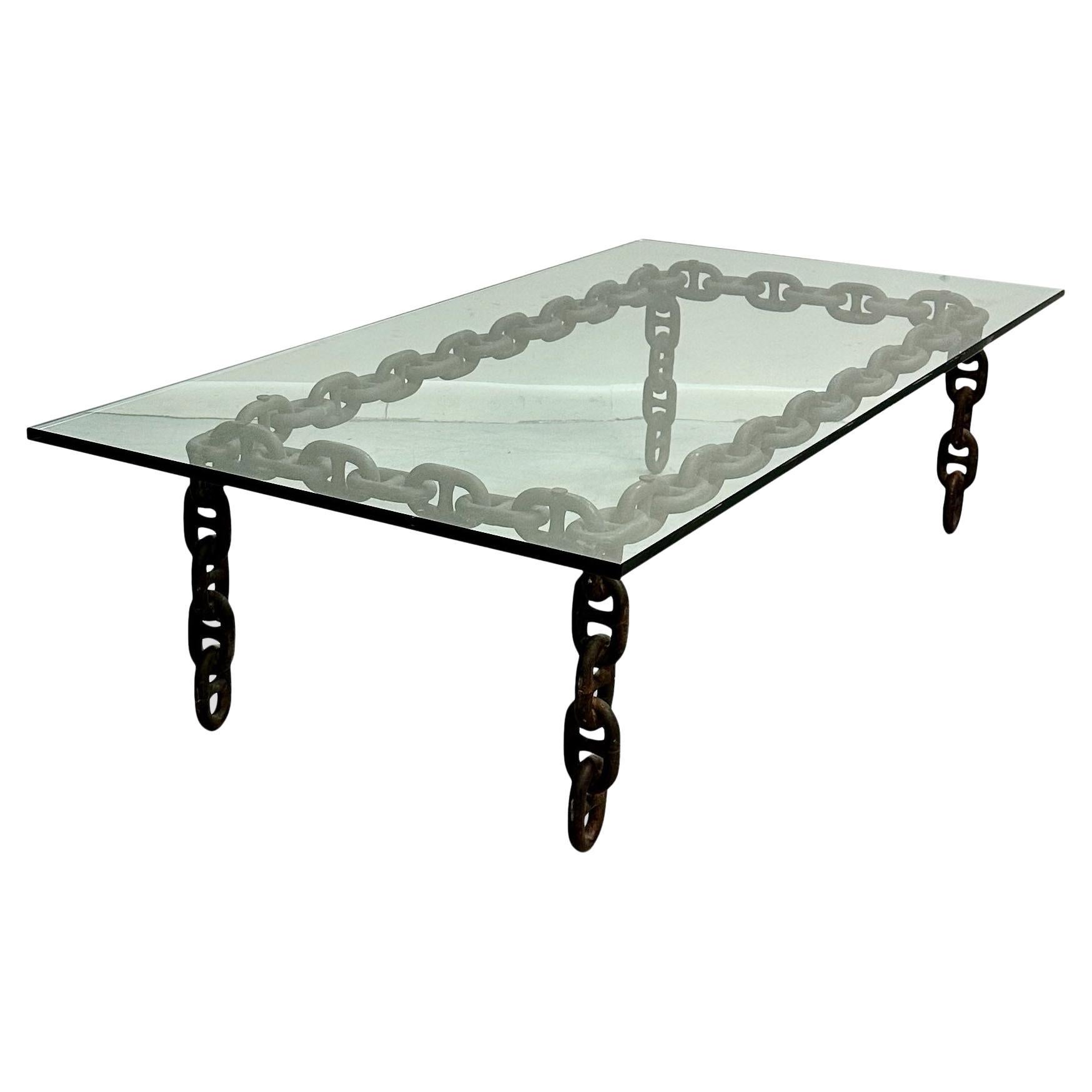 Artisan Large Industrial Chain Link Iron Coffee Table, Belgium, 1970 For Sale