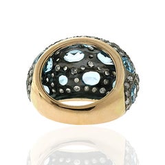 Artisan London Blue Topaz Dome Ring In 18k Yellow Gold & Silver