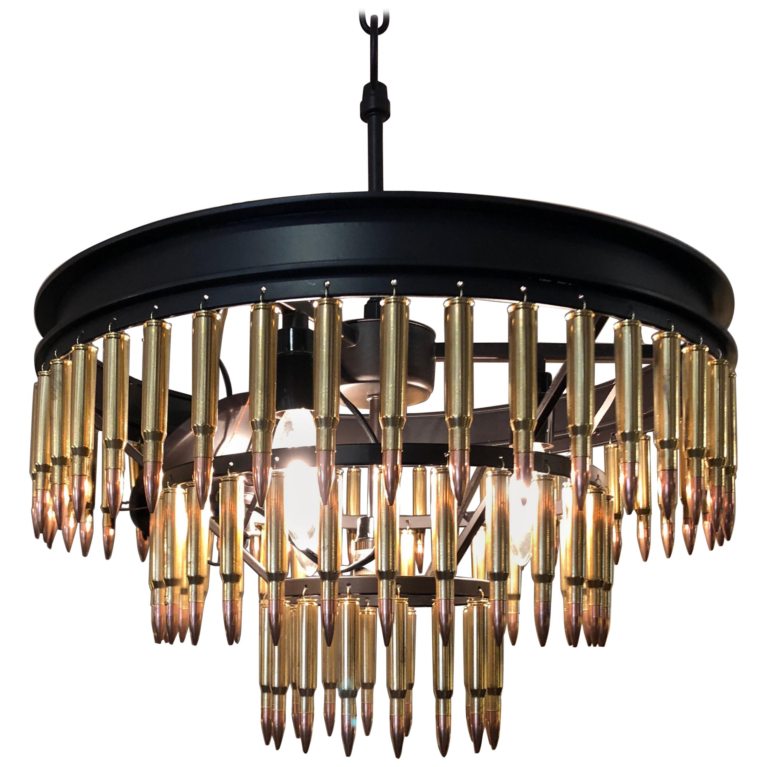 Lustre artisanal à 3 niveaux en cuivre Bullet Motife