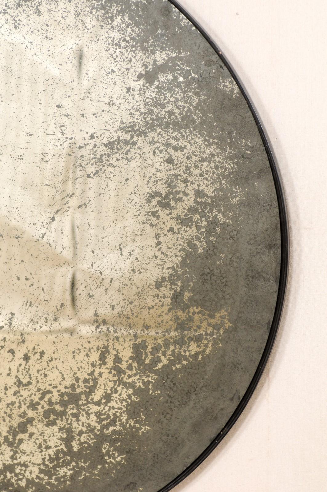 American Artisan Made Round Mirror with Antiqued Glass Center, Customizable Sizes!