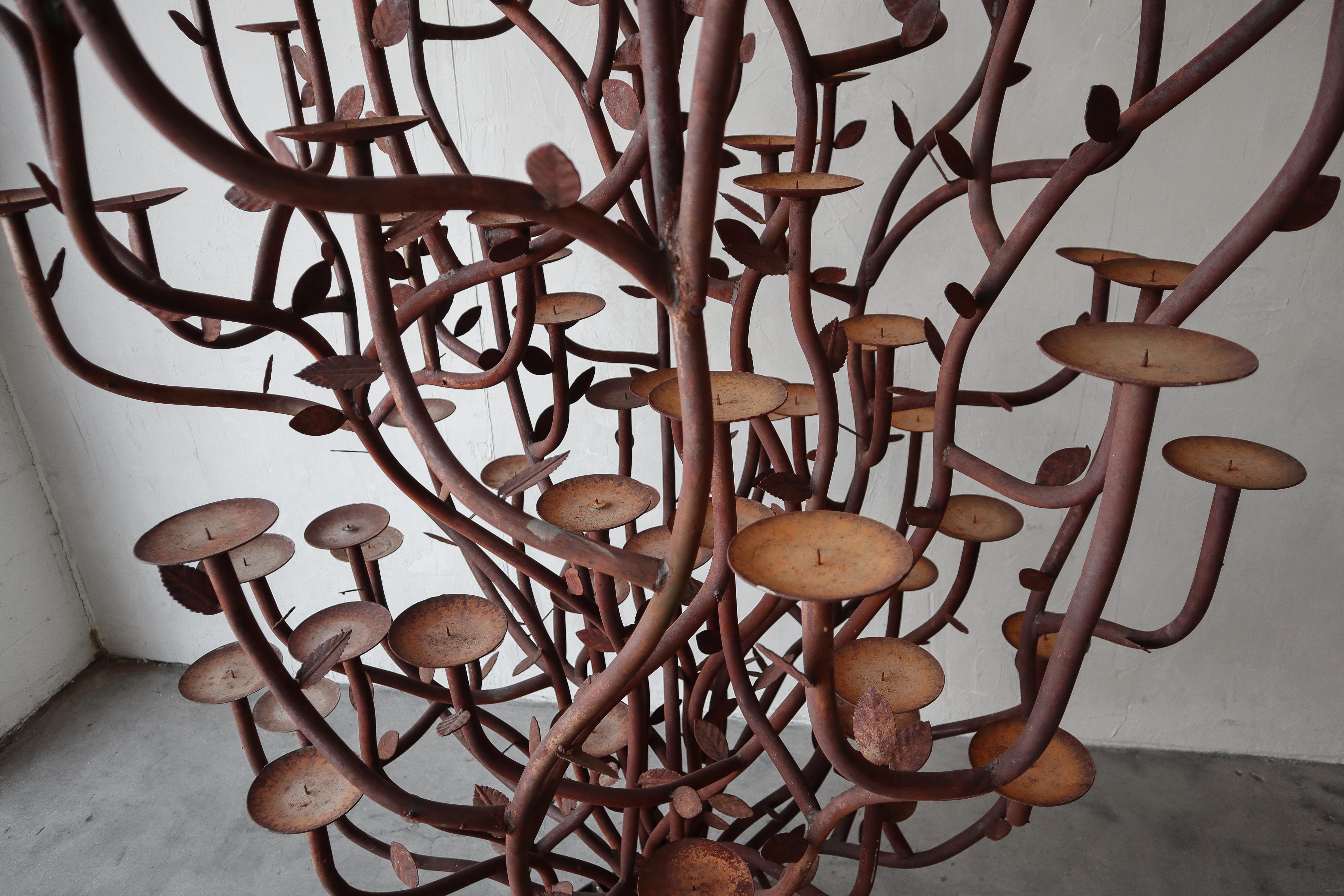Massive 8ft Artisan Made Iron Candelabra Tree Sculpture For Sale 1