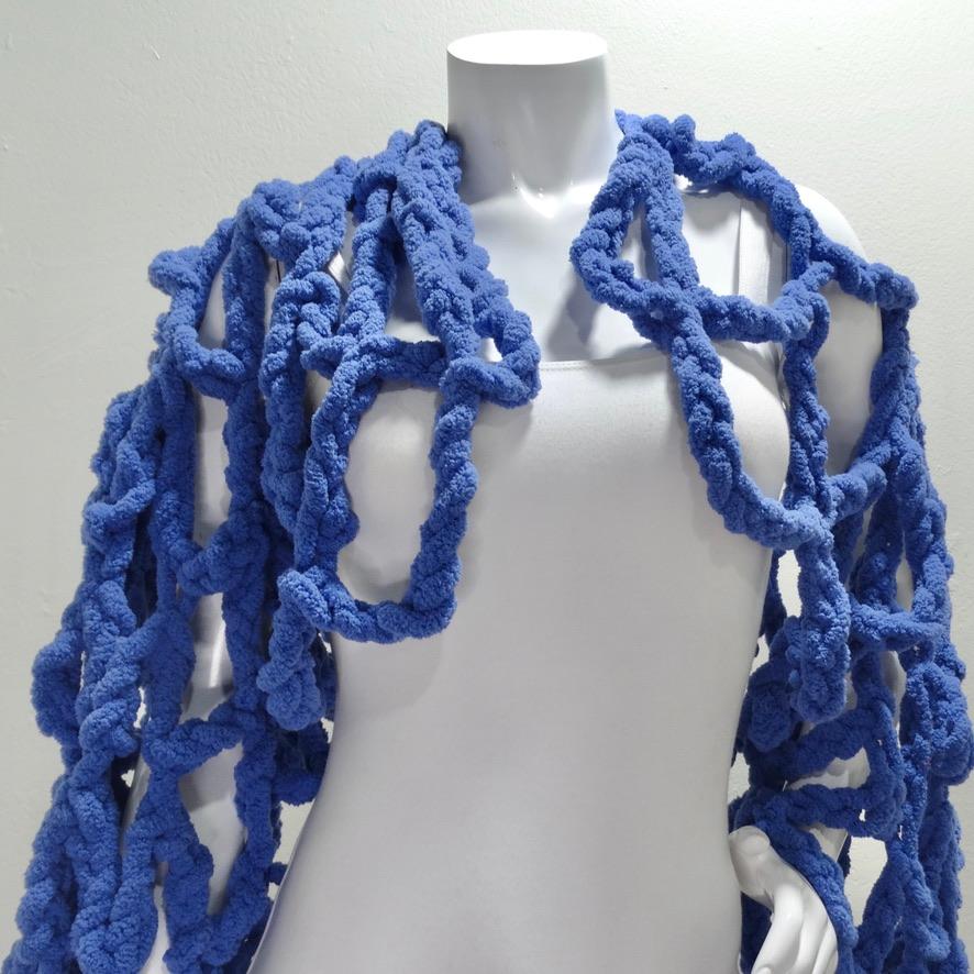 Artisan Made Blue Crochet Shrug Cardigan  In New Condition In Scottsdale, AZ