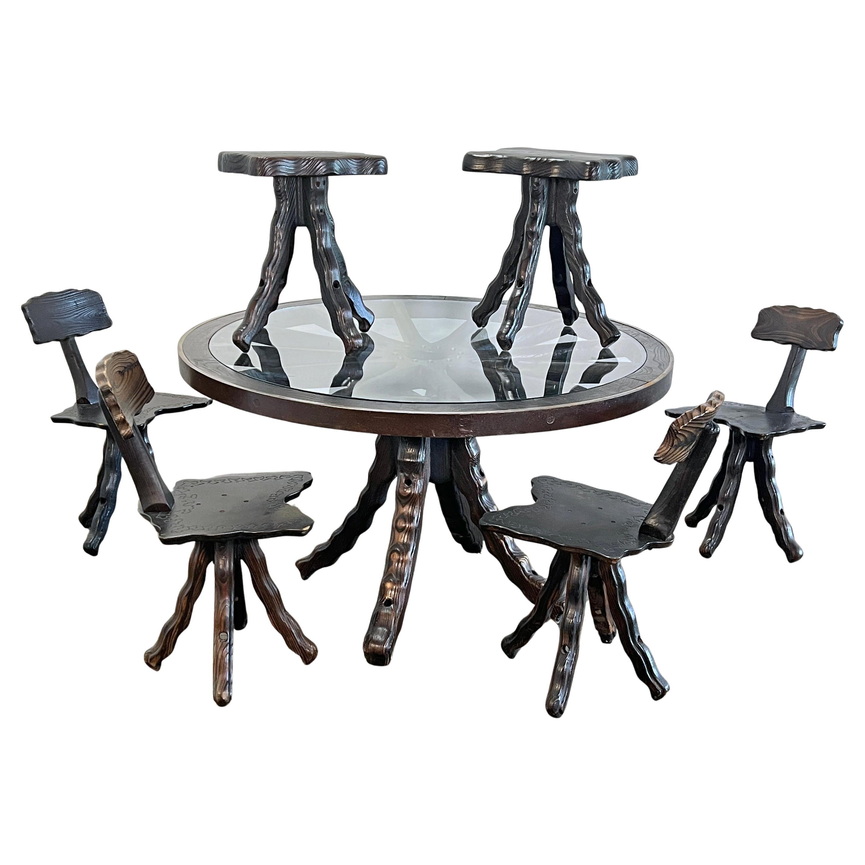 Artisan Made Brutalist Dining Set, Catalonia, Spain, Ca. 1960 For Sale