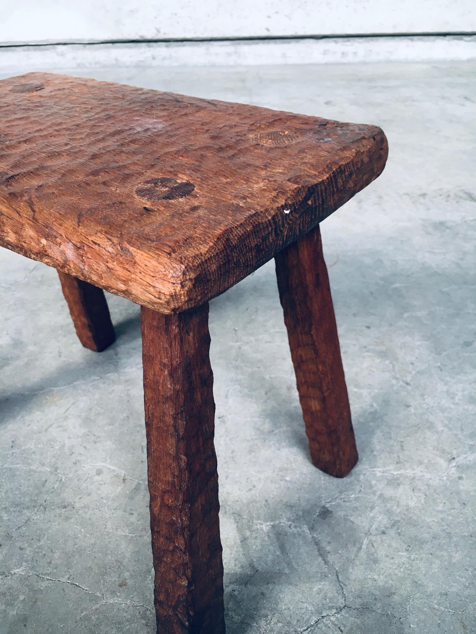 Artisan Made Carved Oak Low Stool or Side Table For Sale 4
