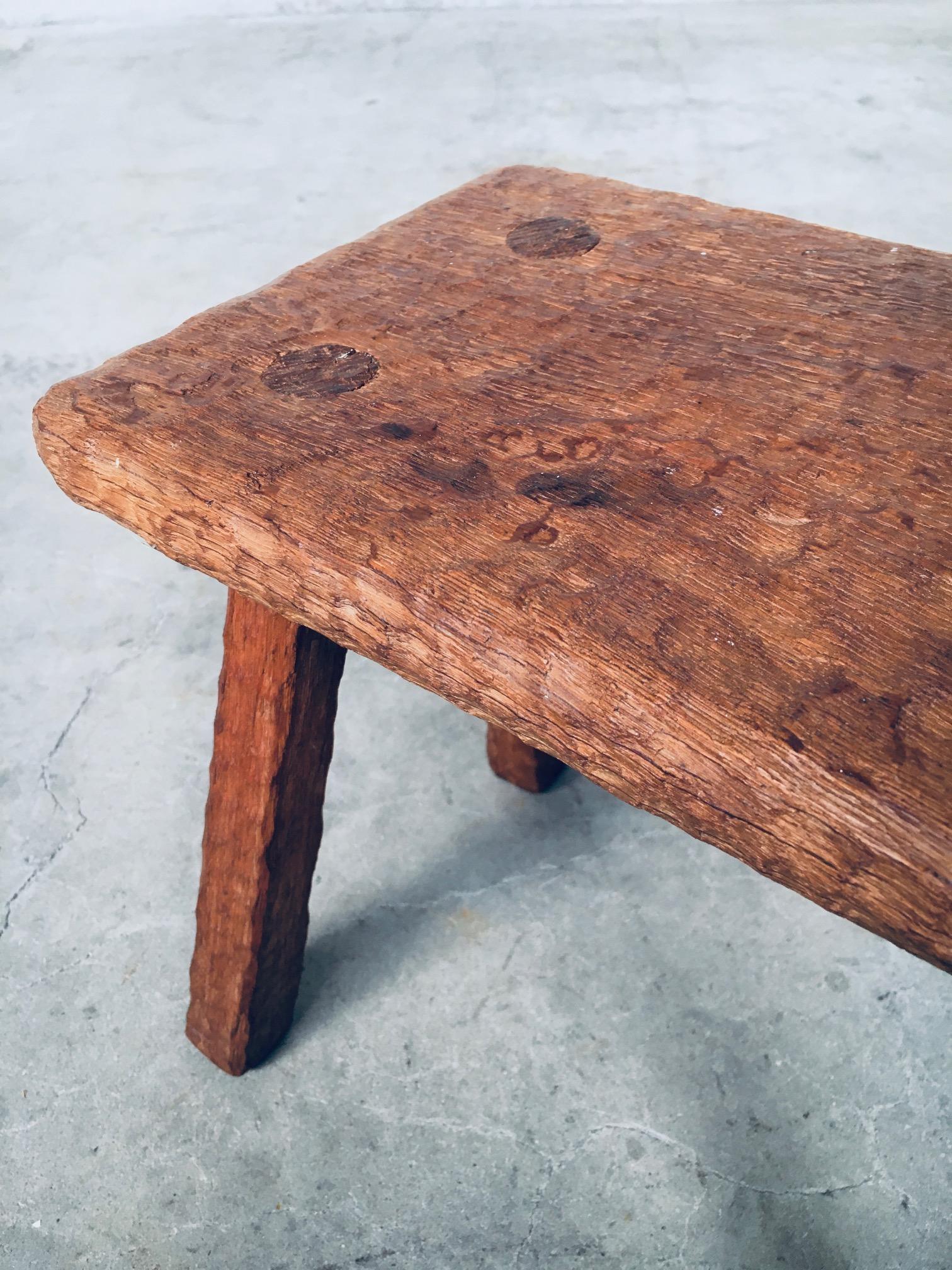 Artisan Made Carved Oak Low Stool or Side Table For Sale 5
