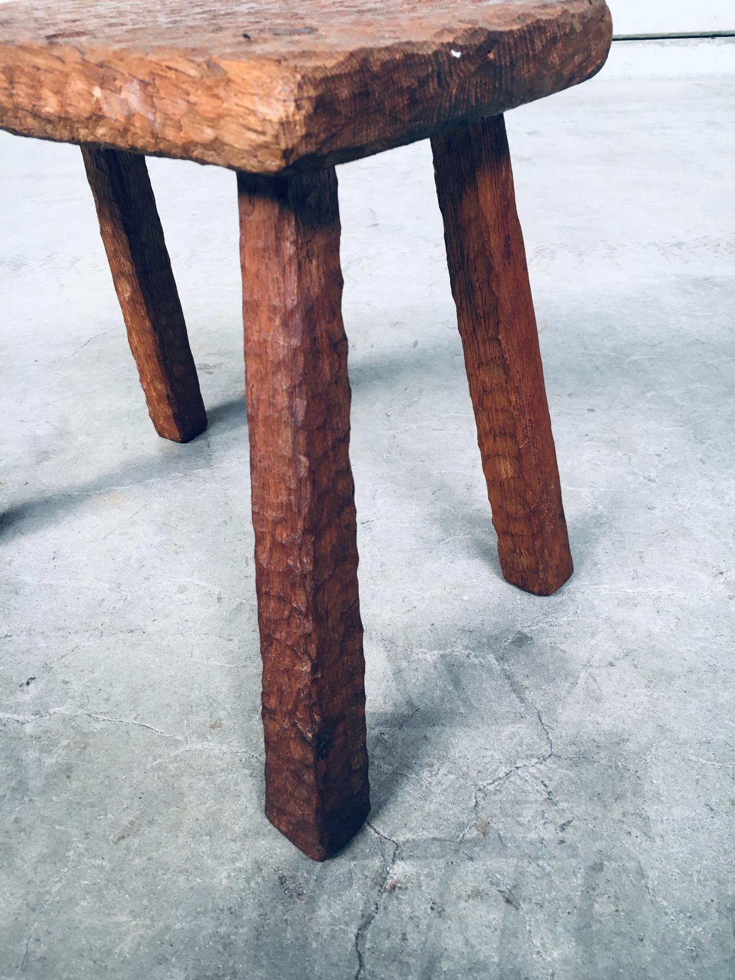 Artisan Made Carved Oak Low Stool or Side Table For Sale 6