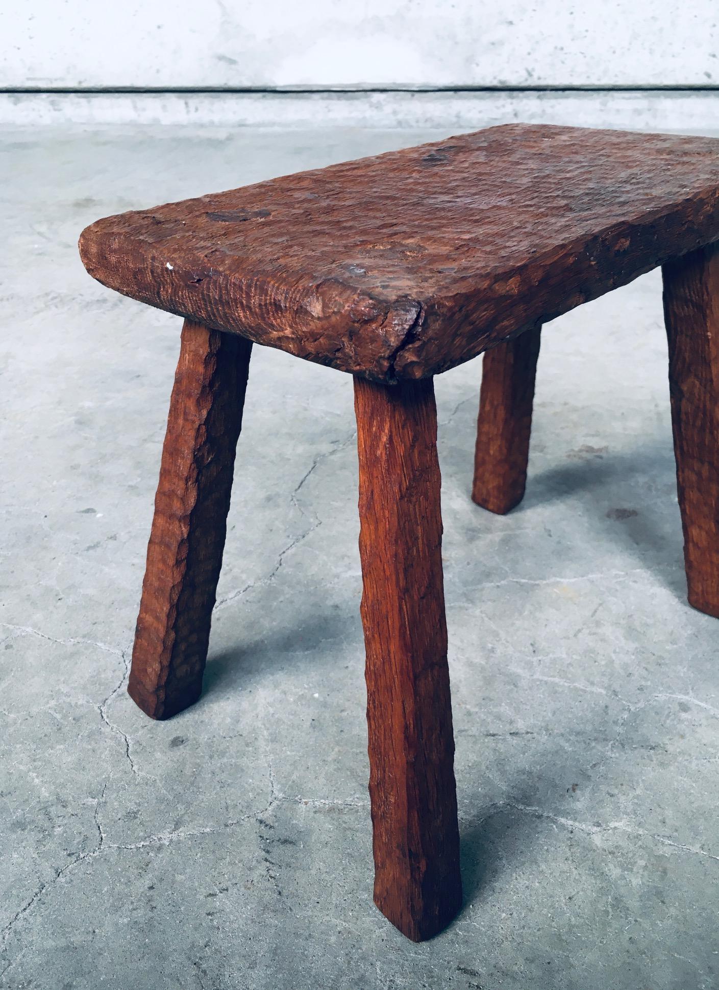 Artisan Made Carved Oak Low Stool or Side Table For Sale 7