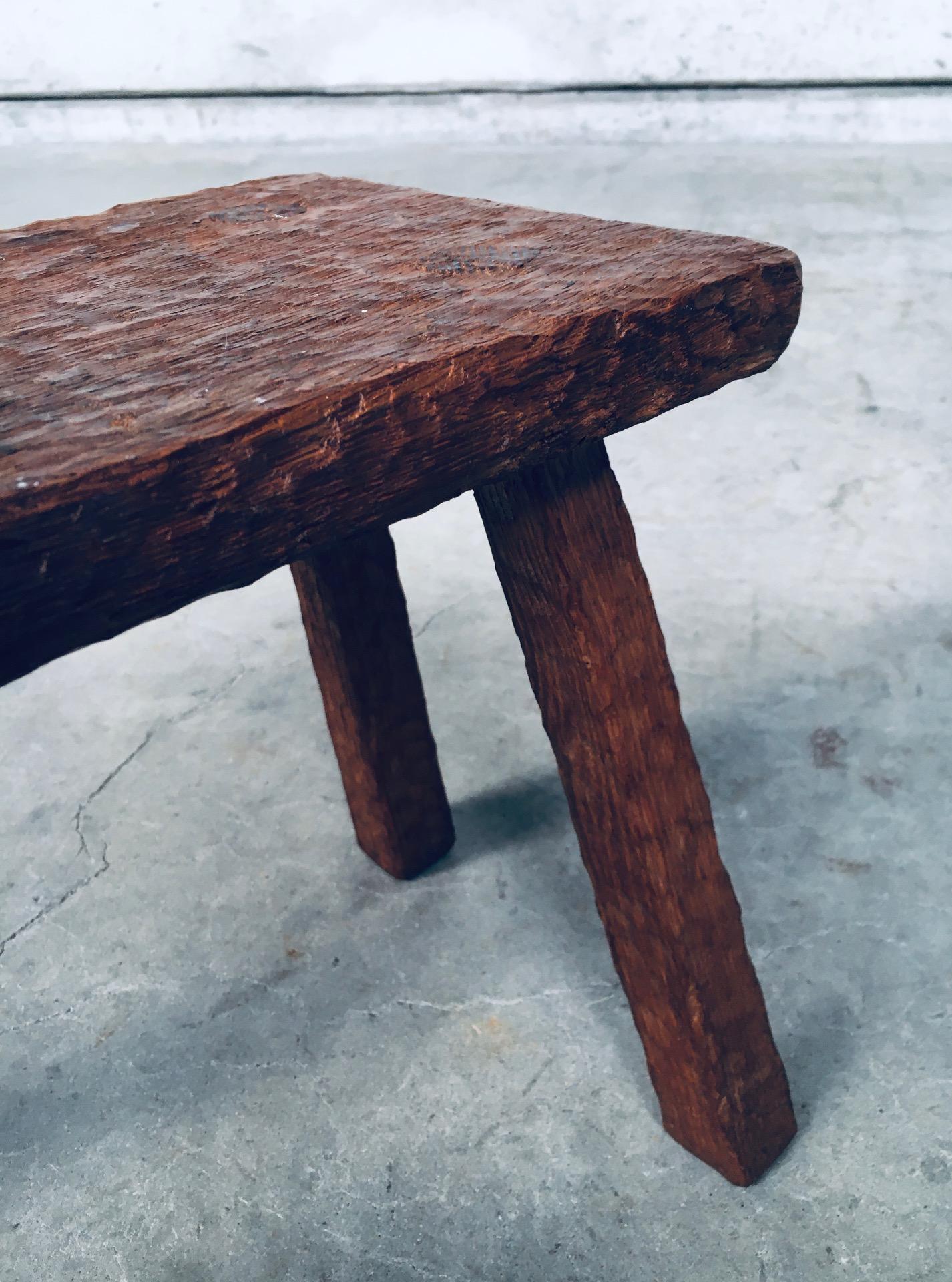 Artisan Made Carved Oak Low Stool or Side Table For Sale 8