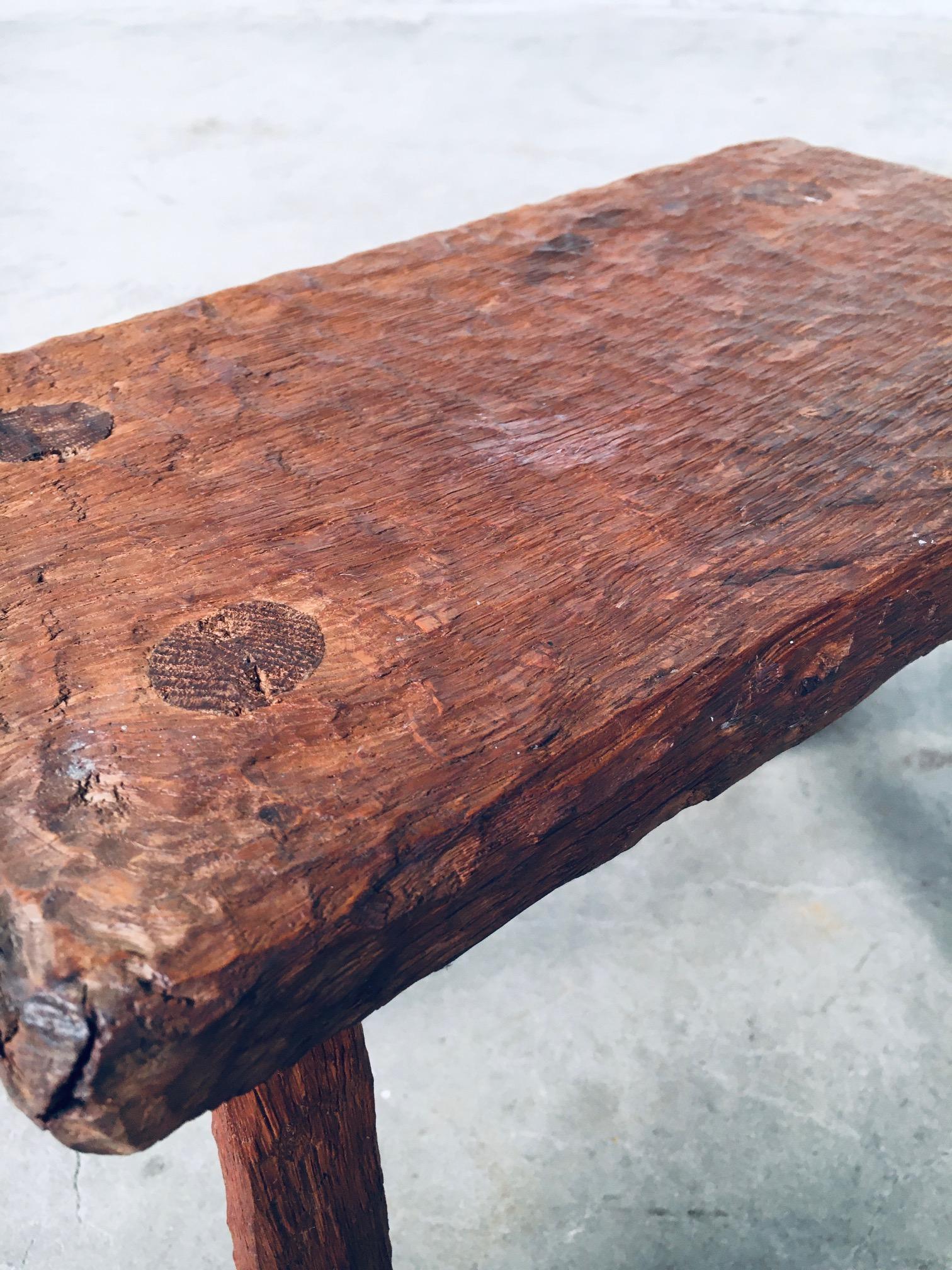 Artisan Made Carved Oak Low Stool or Side Table For Sale 9