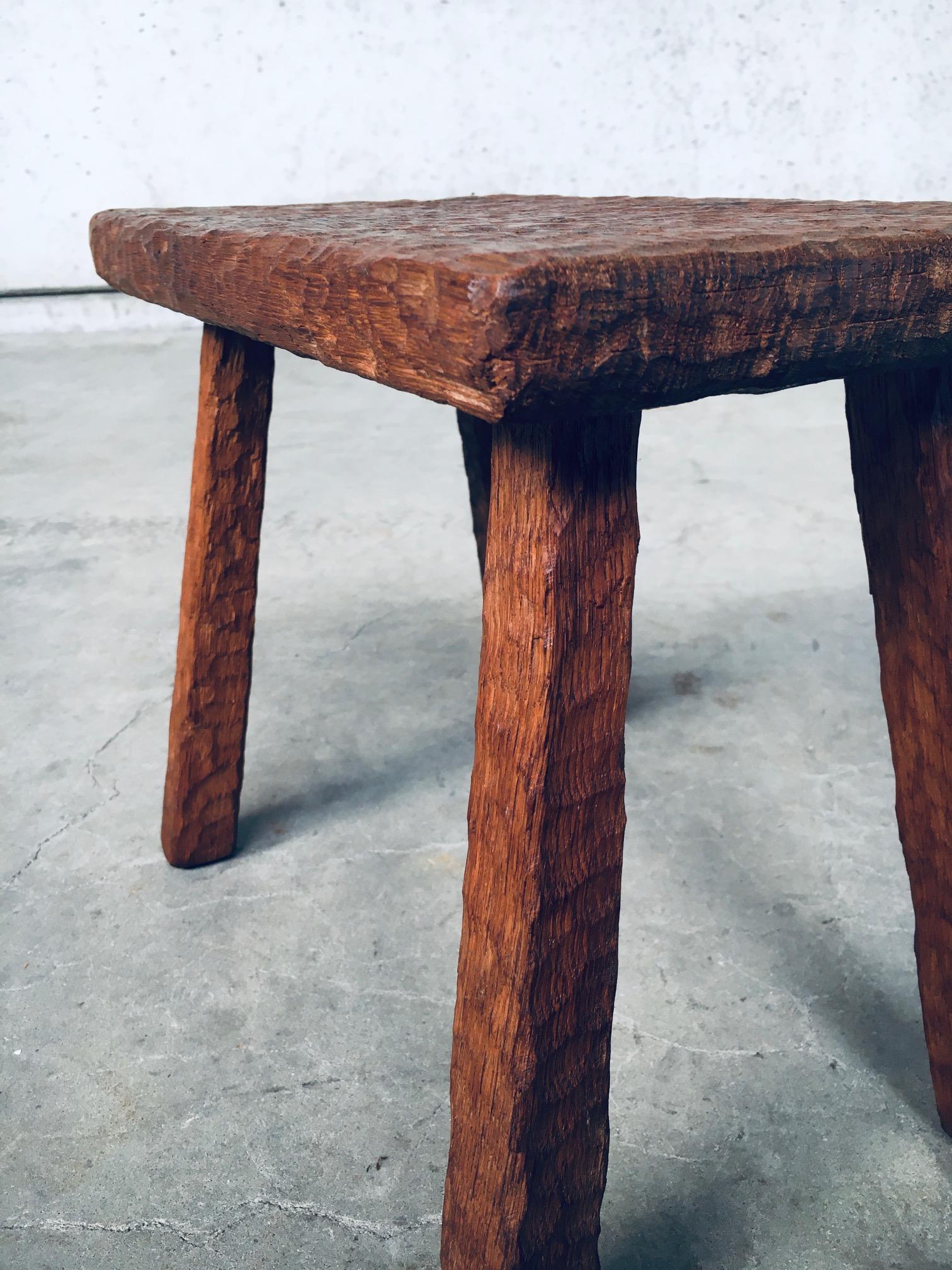 Artisan Made Carved Oak Low Stool or Side Table For Sale 10